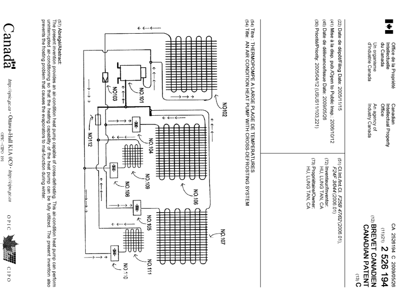 Document de brevet canadien 2526194. Page couverture 20090506. Image 1 de 1