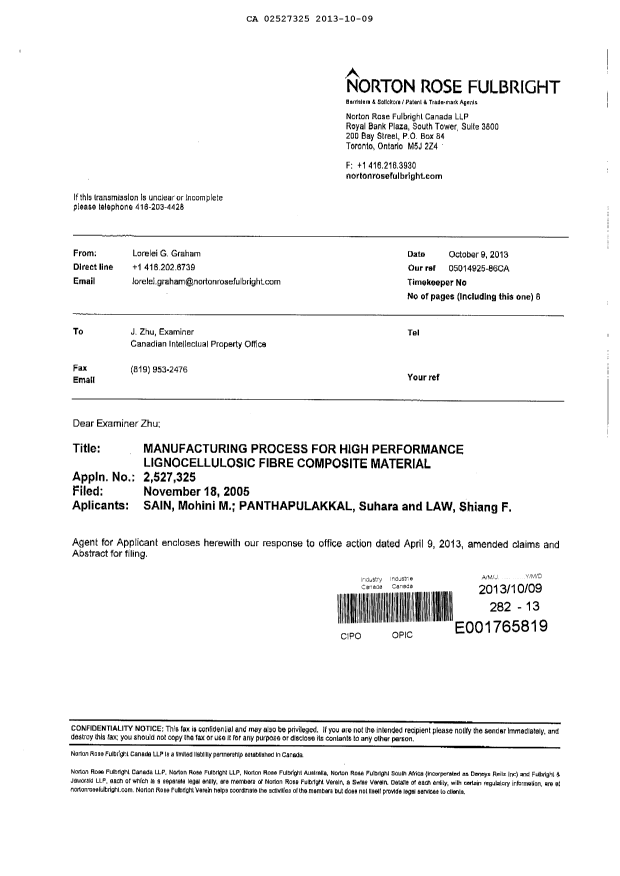 Document de brevet canadien 2527325. Poursuite-Amendment 20121209. Image 8 de 8