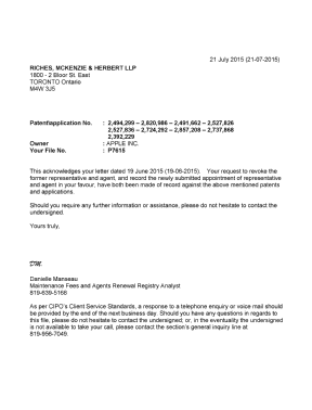 Document de brevet canadien 2527836. Lettre du bureau 20150721. Image 1 de 1