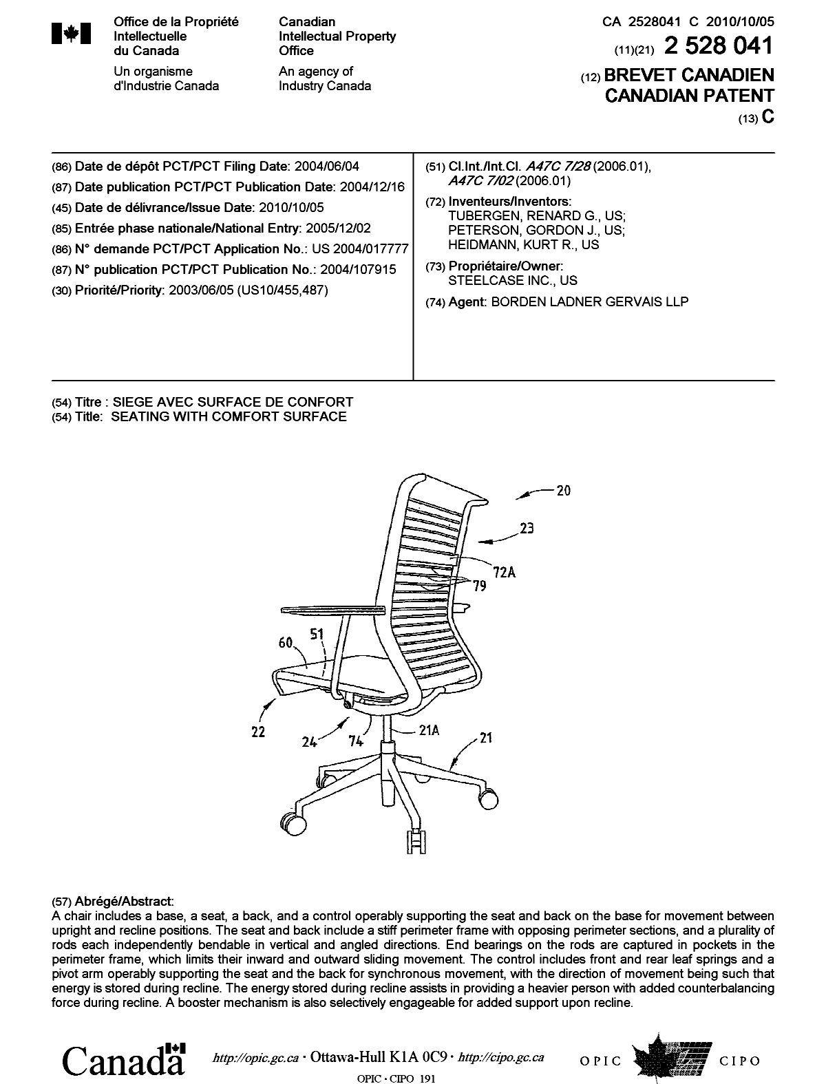 Document de brevet canadien 2528041. Page couverture 20100909. Image 1 de 1