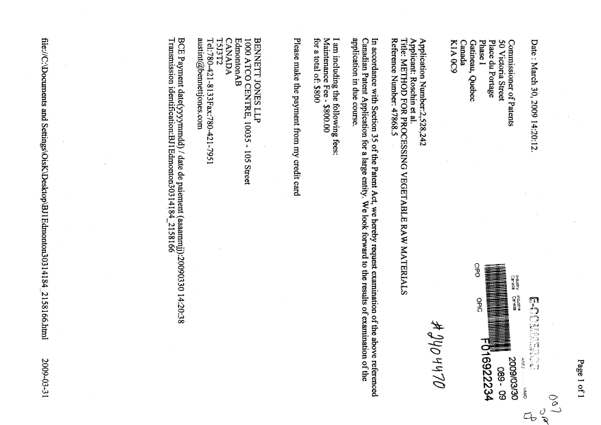 Canadian Patent Document 2528242. Prosecution-Amendment 20090330. Image 1 of 1