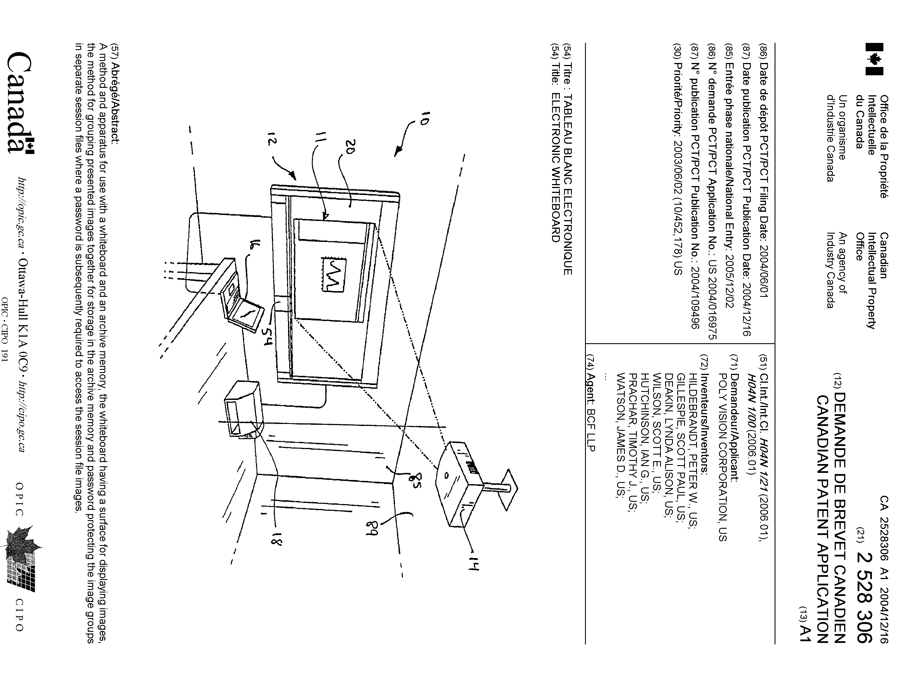 Document de brevet canadien 2528306. Page couverture 20051207. Image 1 de 2