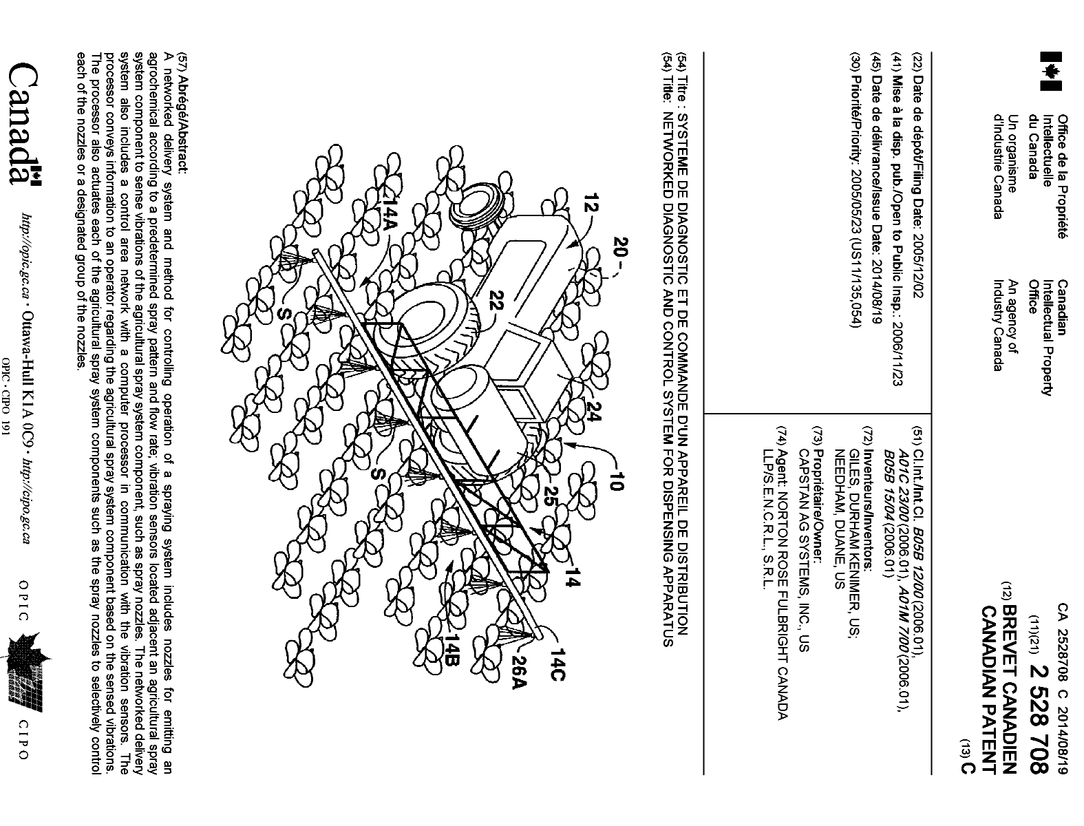 Canadian Patent Document 2528708. Cover Page 20140724. Image 1 of 1
