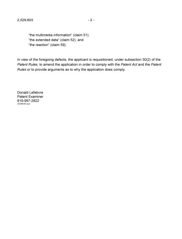 Document de brevet canadien 2529603. Poursuite-Amendment 20091221. Image 2 de 2