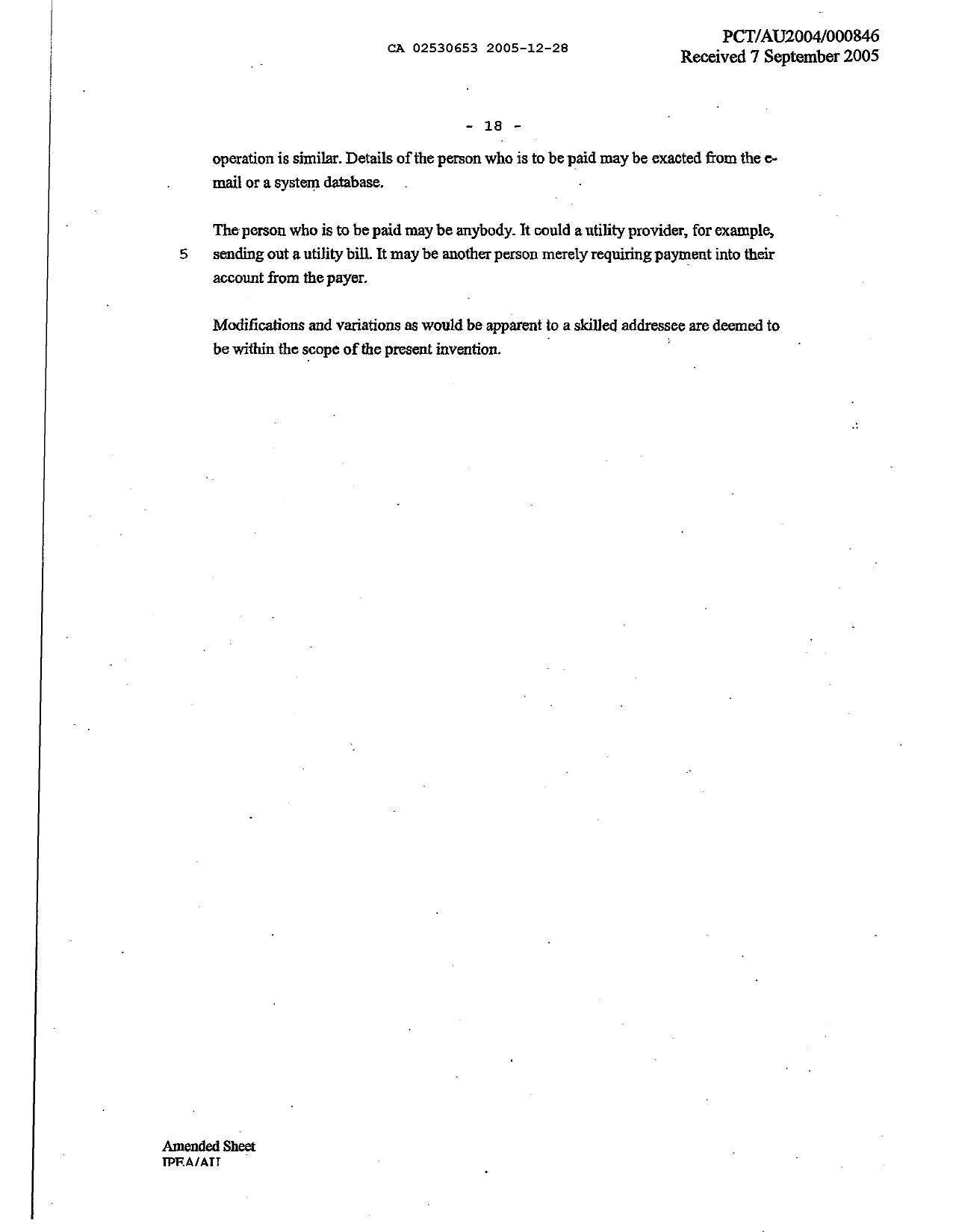 Document de brevet canadien 2530653. Description 20041228. Image 18 de 18