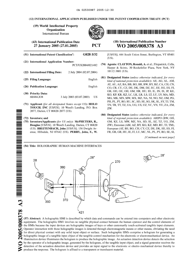 Document de brevet canadien 2530987. Abrégé 20041230. Image 1 de 2