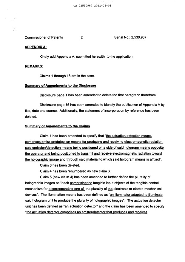 Document de brevet canadien 2530987. Poursuite-Amendment 20101203. Image 2 de 16