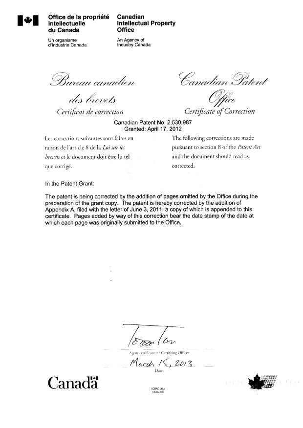 Canadian Patent Document 2530987. Prosecution-Amendment 20121215. Image 2 of 2