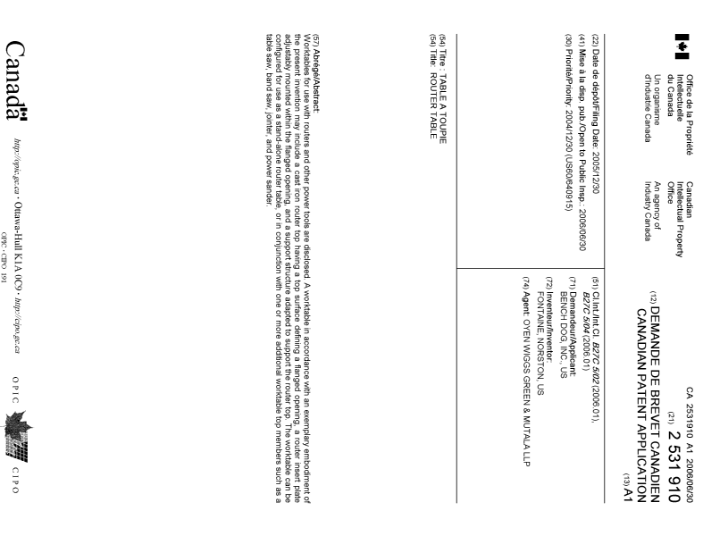 Document de brevet canadien 2531910. Page couverture 20060628. Image 1 de 1