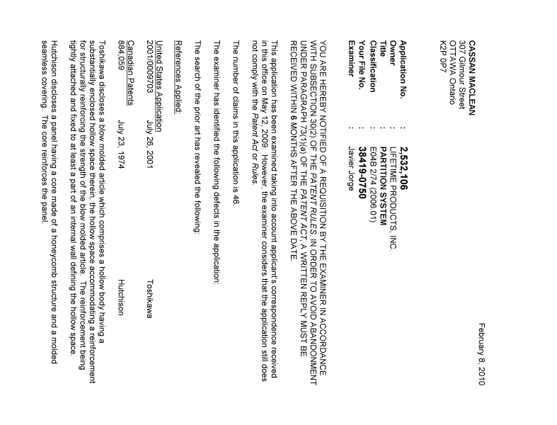 Document de brevet canadien 2532106. Poursuite-Amendment 20100208. Image 1 de 3