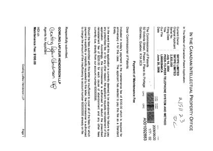 Canadian Patent Document 2533030. Fees 20080620. Image 1 of 1