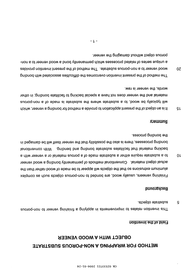 Canadian Patent Document 2533721. Description 20060124. Image 1 of 5