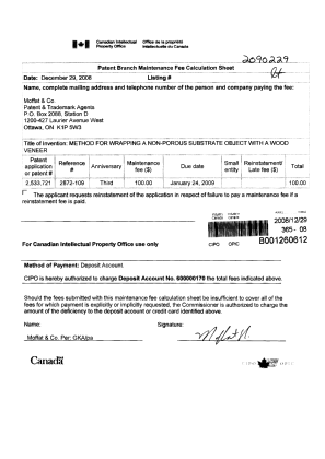Document de brevet canadien 2533721. Taxes 20081229. Image 1 de 1