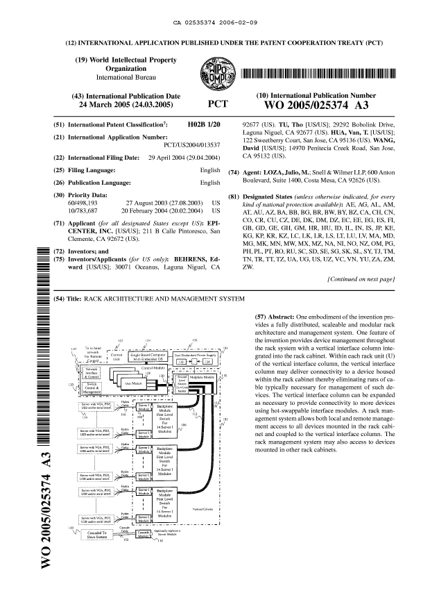 Canadian Patent Document 2535374. Abstract 20060209. Image 1 of 2