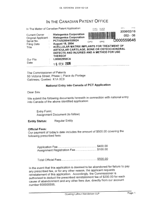 Document de brevet canadien 2536094. Cession 20060216. Image 1 de 4