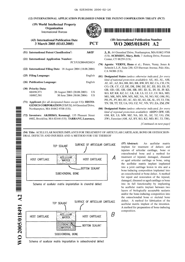 Canadian Patent Document 2536094. Abstract 20060216. Image 1 of 2