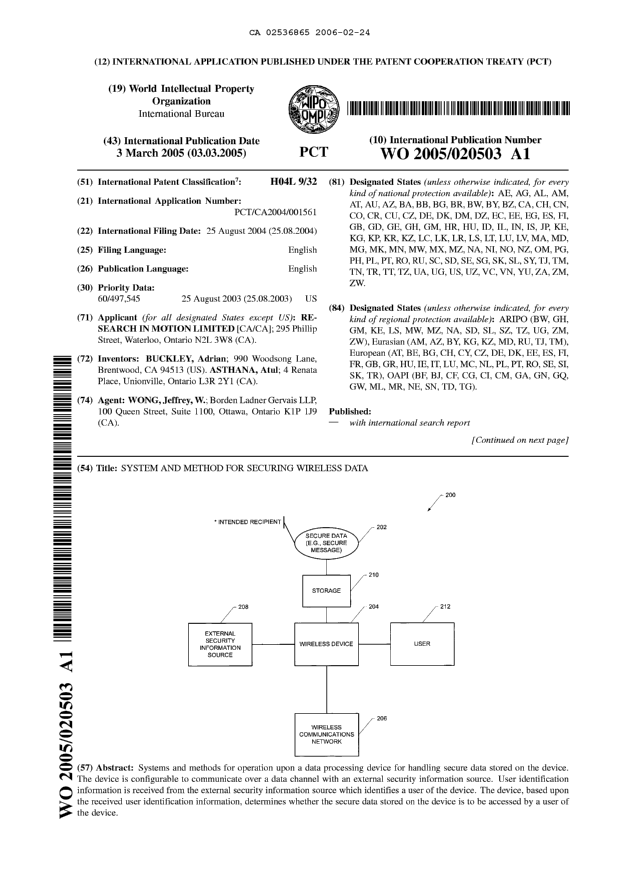Document de brevet canadien 2536865. Abrégé 20060224. Image 1 de 2