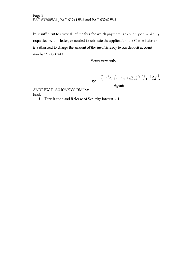 Document de brevet canadien 2536947. Cession 20061218. Image 2 de 6
