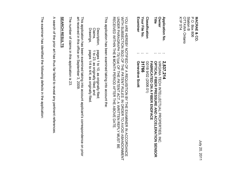 Document de brevet canadien 2537214. Poursuite-Amendment 20101220. Image 1 de 2