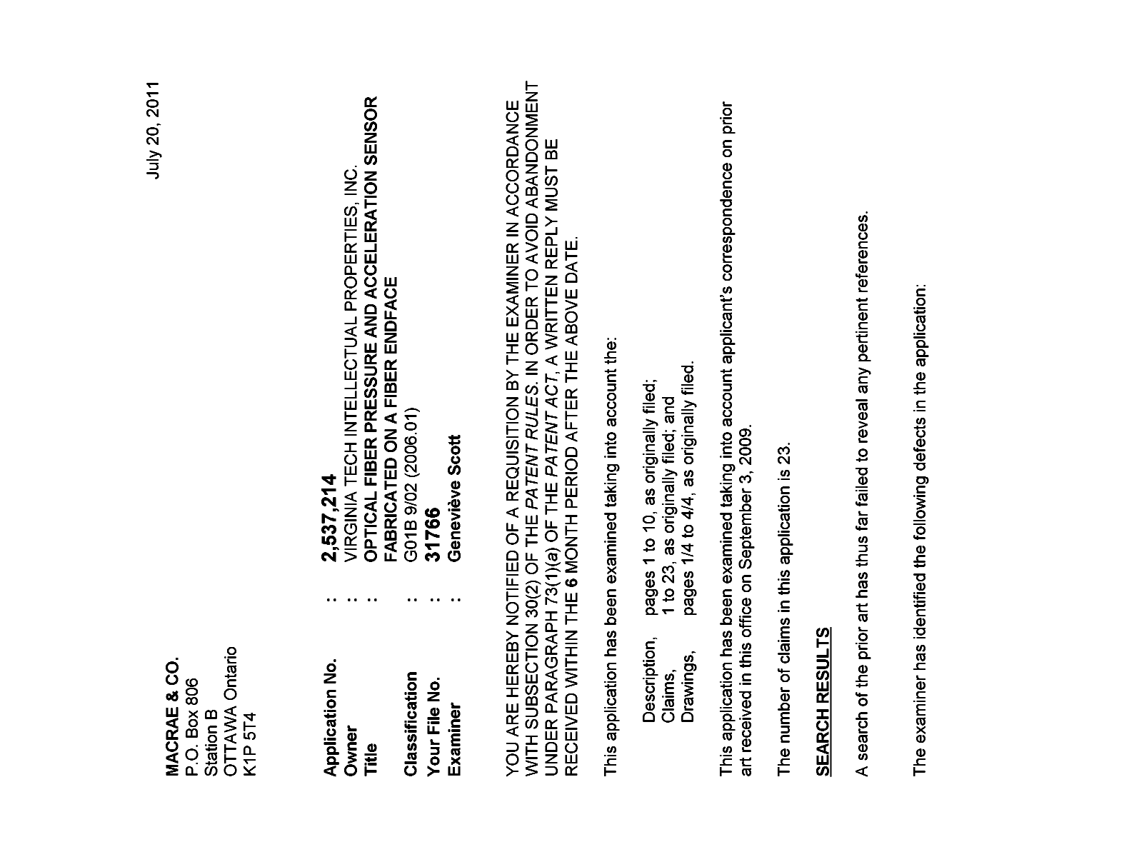 Canadian Patent Document 2537214. Prosecution-Amendment 20101220. Image 1 of 2