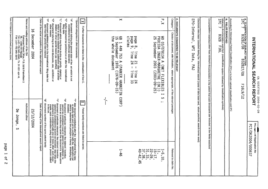Document de brevet canadien 2537302. PCT 20060228. Image 1 de 3