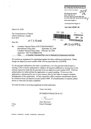 Document de brevet canadien 2537302. Cession 20060324. Image 1 de 2