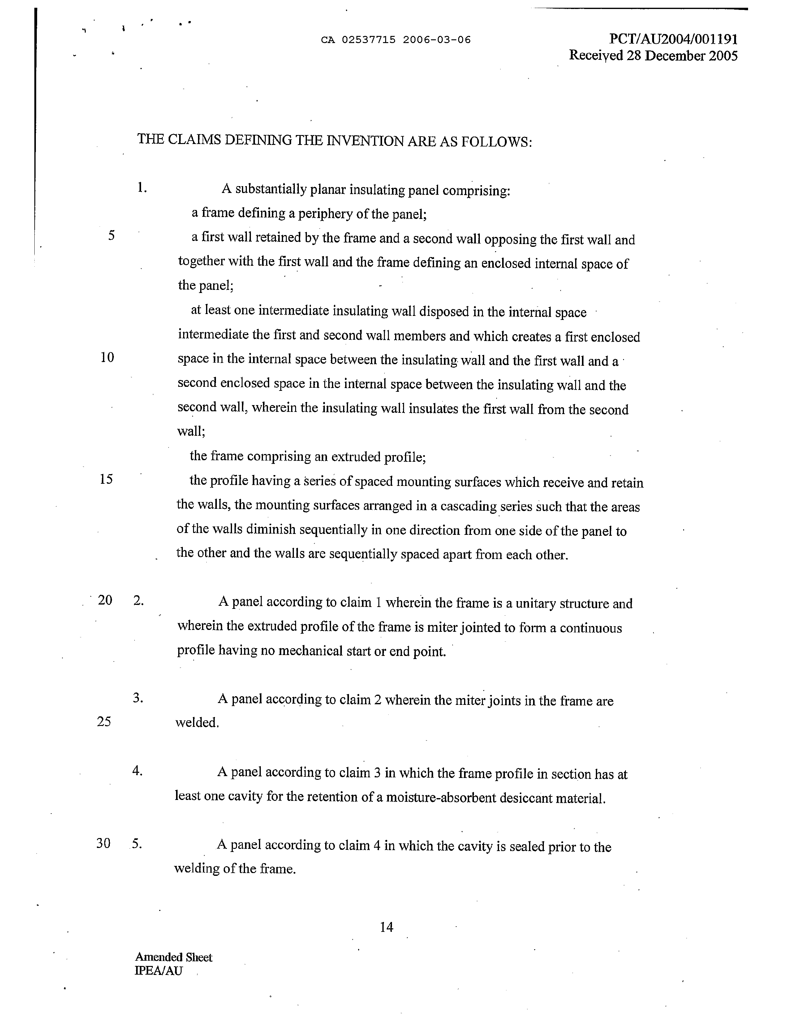 Canadian Patent Document 2537715. Claims 20060306. Image 1 of 3
