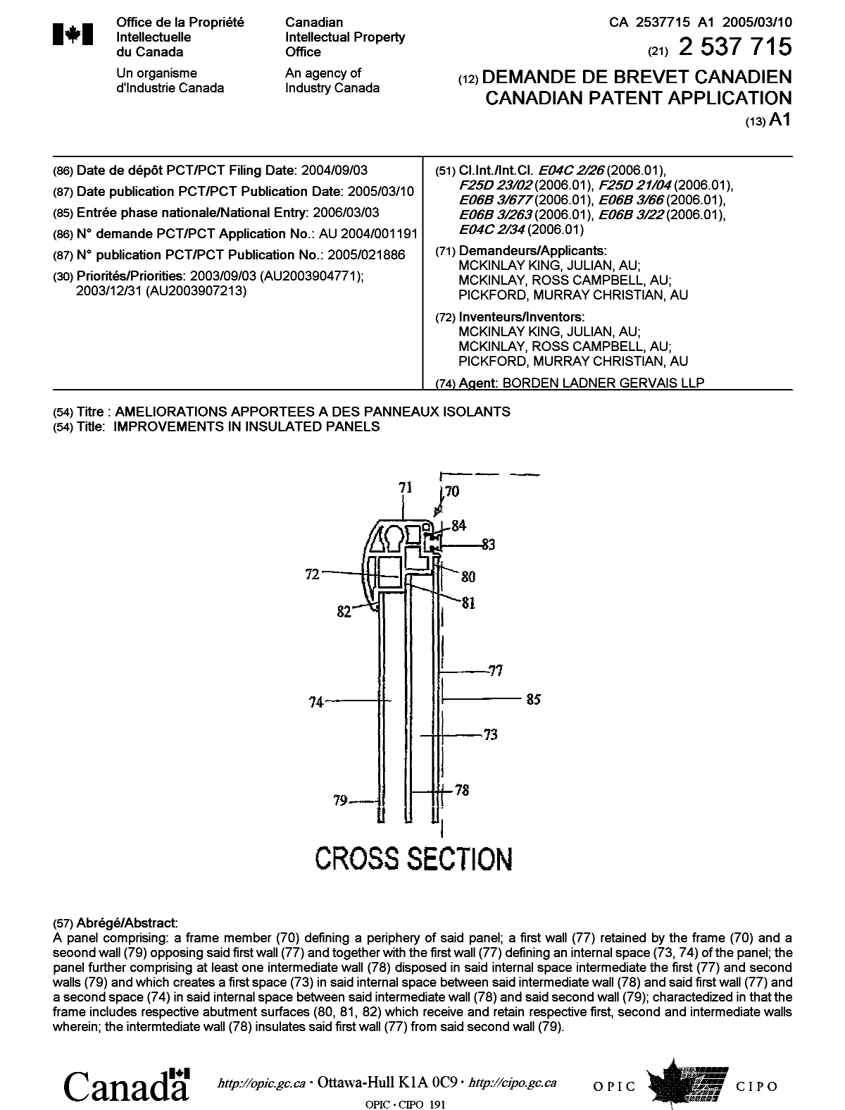 Document de brevet canadien 2537715. Page couverture 20060511. Image 1 de 1
