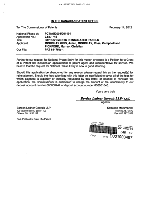 Document de brevet canadien 2537715. Correspondance 20120214. Image 1 de 3