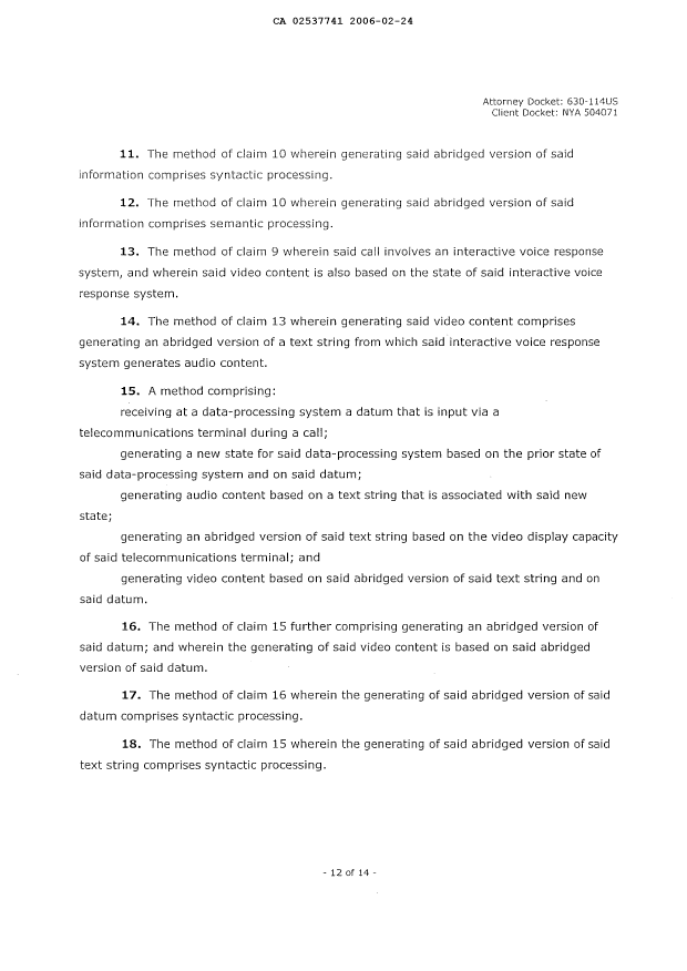 Document de brevet canadien 2537741. Revendications 20060224. Image 2 de 3