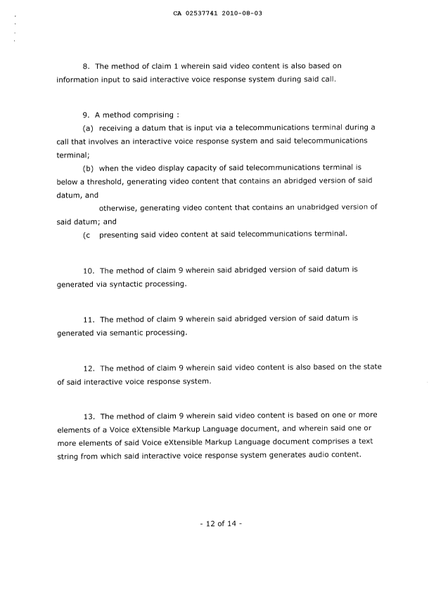 Document de brevet canadien 2537741. Revendications 20100803. Image 2 de 3