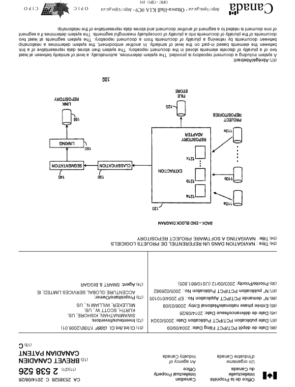 Canadian Patent Document 2538526. Cover Page 20140729. Image 1 of 1