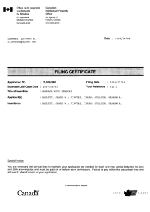 Document de brevet canadien 2538940. Correspondance 20060404. Image 1 de 1