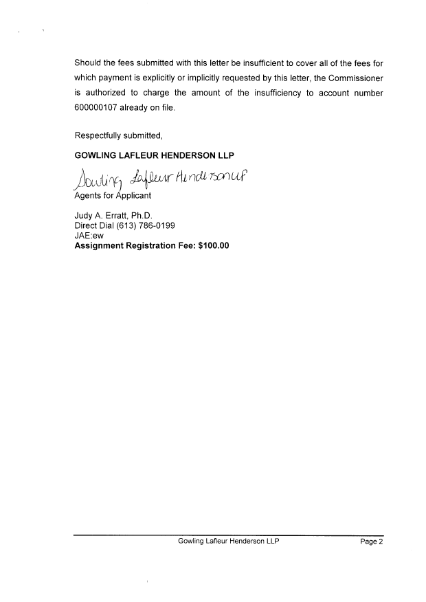 Document de brevet canadien 2542840. Correspondance 20060828. Image 2 de 2