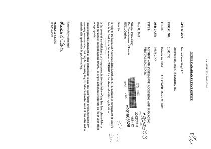 Document de brevet canadien 2543753. Correspondance 20111231. Image 1 de 1