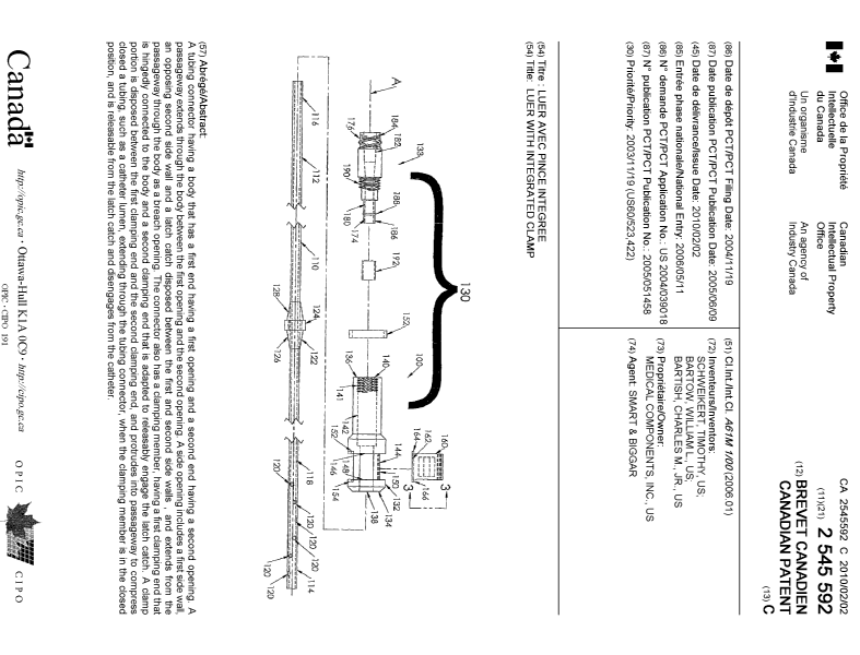 Document de brevet canadien 2545592. Page couverture 20100113. Image 1 de 1