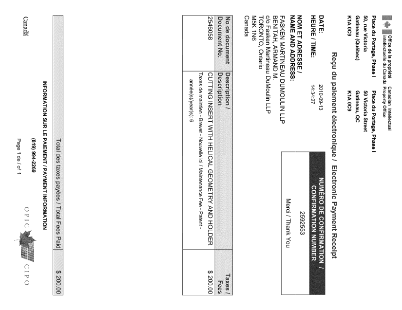 Document de brevet canadien 2546058. Taxes 20100913. Image 1 de 1