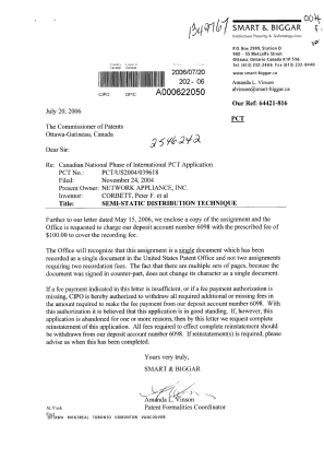 Document de brevet canadien 2546242. Cession 20060720. Image 1 de 12
