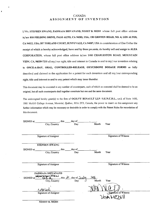 Document de brevet canadien 2546691. Cession 20080125. Image 2 de 3