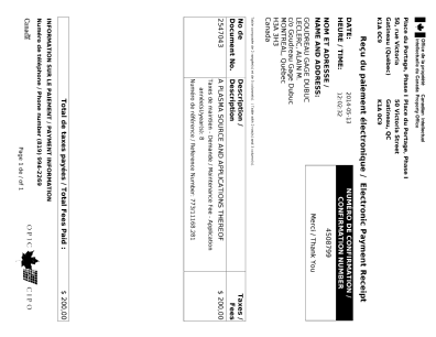 Document de brevet canadien 2547043. Taxes 20131213. Image 1 de 1