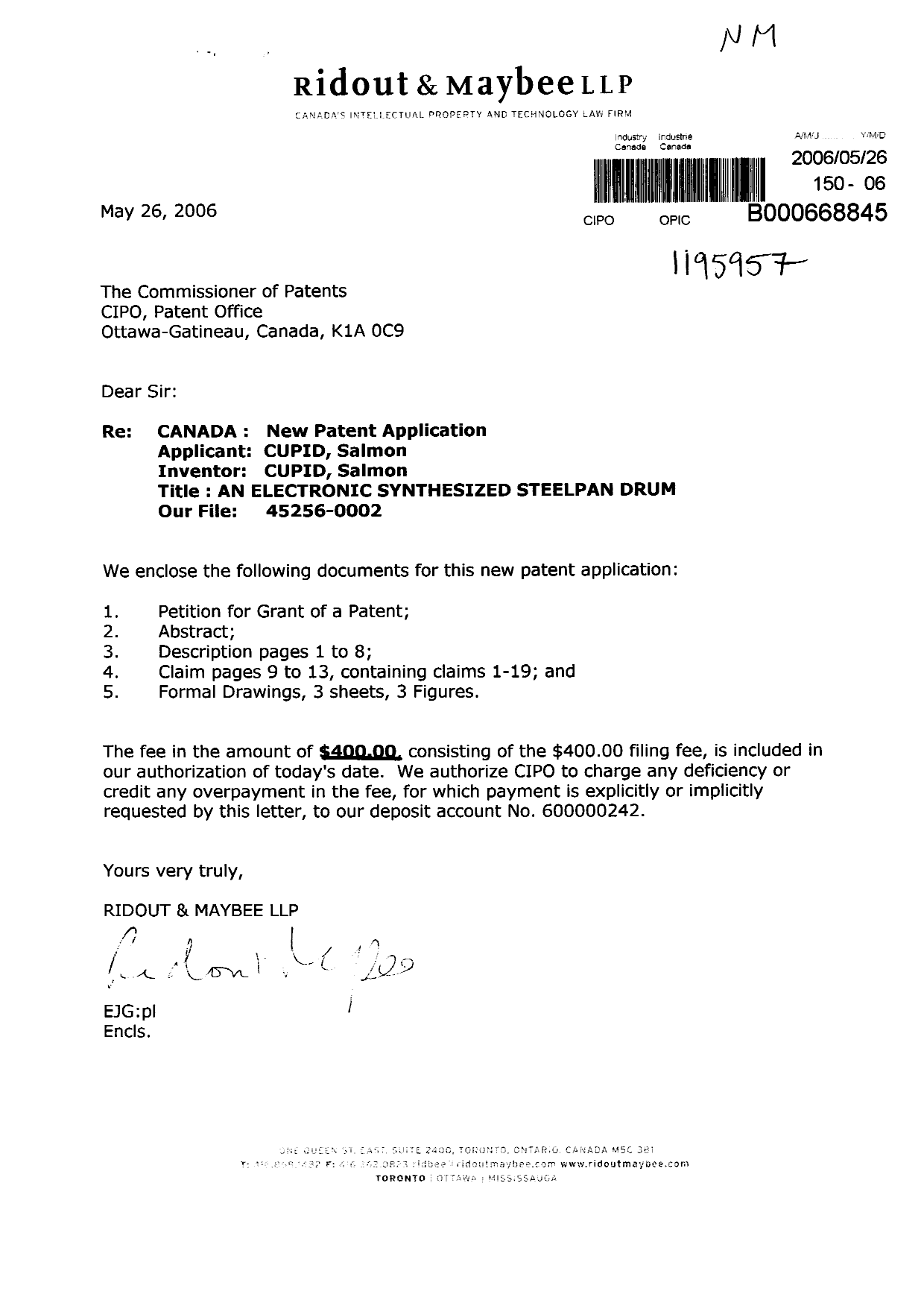 Document de brevet canadien 2548255. Cession 20060526. Image 1 de 2