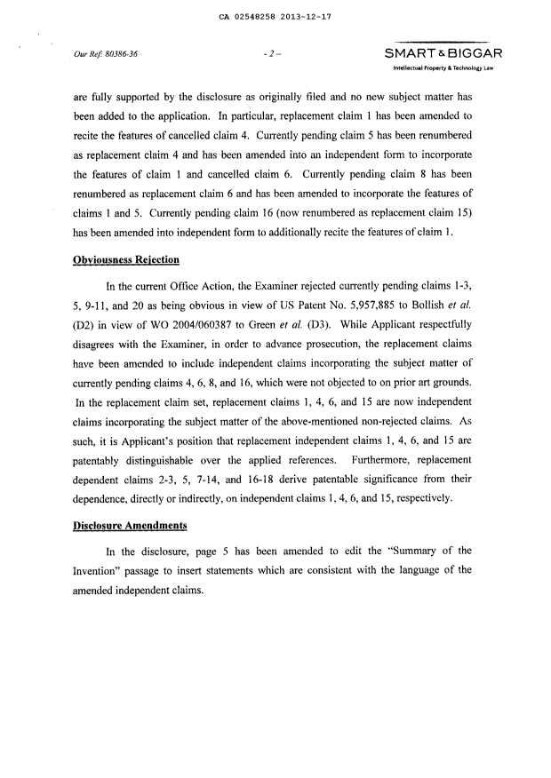 Canadian Patent Document 2548258. Prosecution-Amendment 20131217. Image 2 of 17