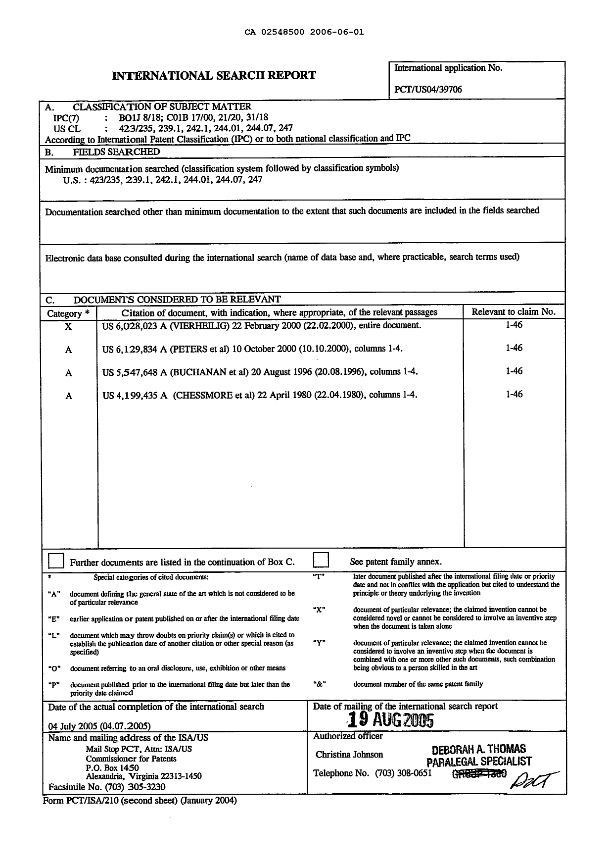 Document de brevet canadien 2548500. PCT 20060601. Image 1 de 1