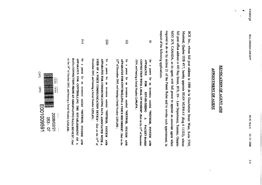 Canadian Patent Document 2549285. Correspondence 20080221. Image 2 of 4