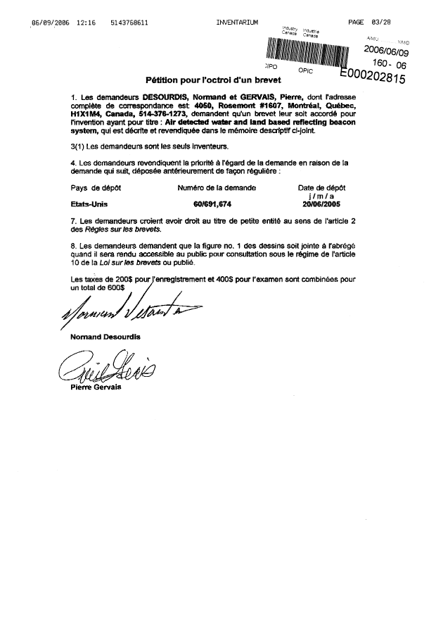 Canadian Patent Document 2549352. Assignment 20060609. Image 2 of 3