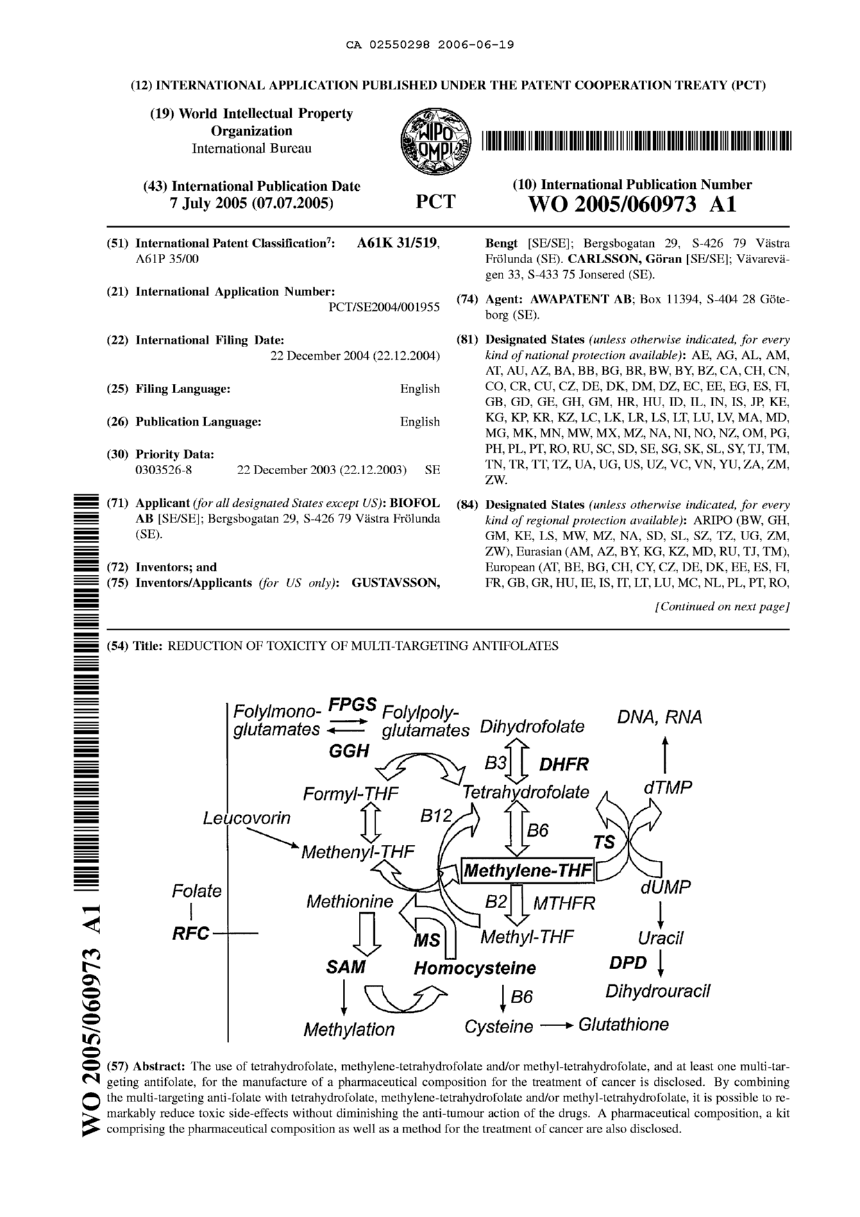 Document de brevet canadien 2550298. Abrégé 20060619. Image 1 de 2
