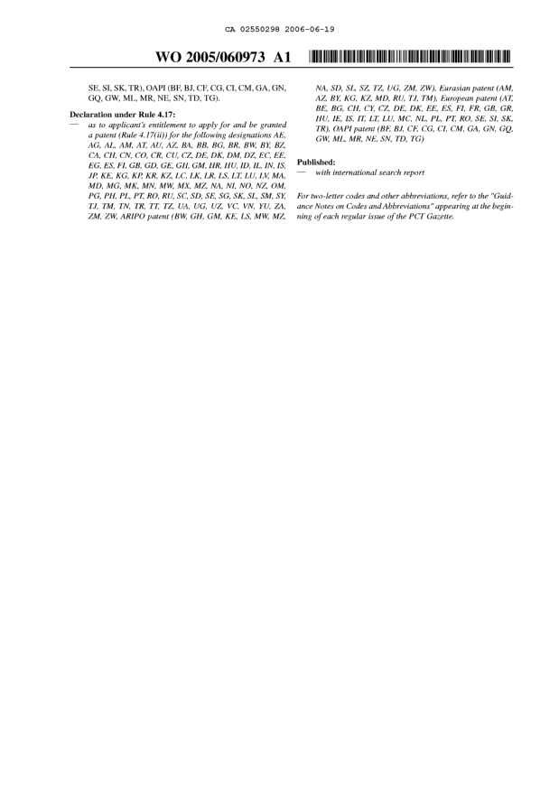 Document de brevet canadien 2550298. Abrégé 20060619. Image 2 de 2