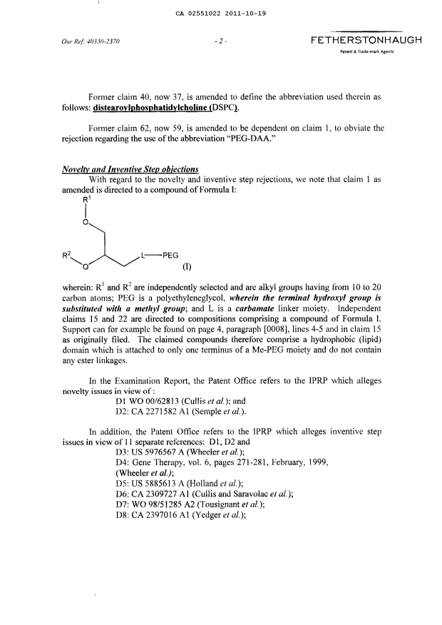 Canadian Patent Document 2551022. Prosecution-Amendment 20101219. Image 2 of 48