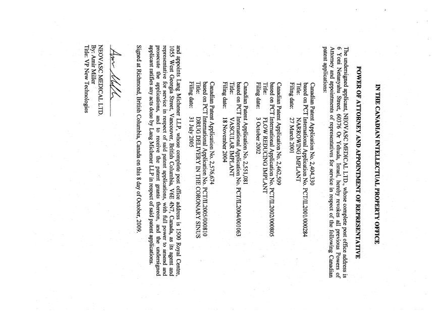 Document de brevet canadien 2551081. Correspondance 20091009. Image 4 de 4