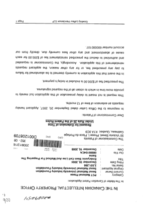 Canadian Patent Document 2551266. Correspondence 20071216. Image 1 of 2